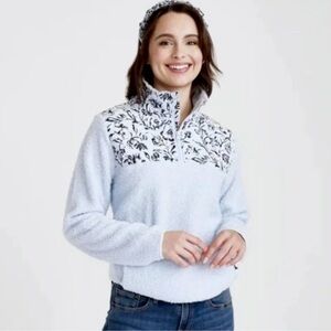NWOT Vera Bradley Teddy Fleece Pullover Quilted Paisley Perennials Misty Surf XS
